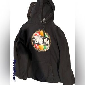 STUSSY Black Hooded Sweater Mens X-LARGE Logo in front